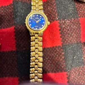 Fendi Gold Watch with Blue Dial